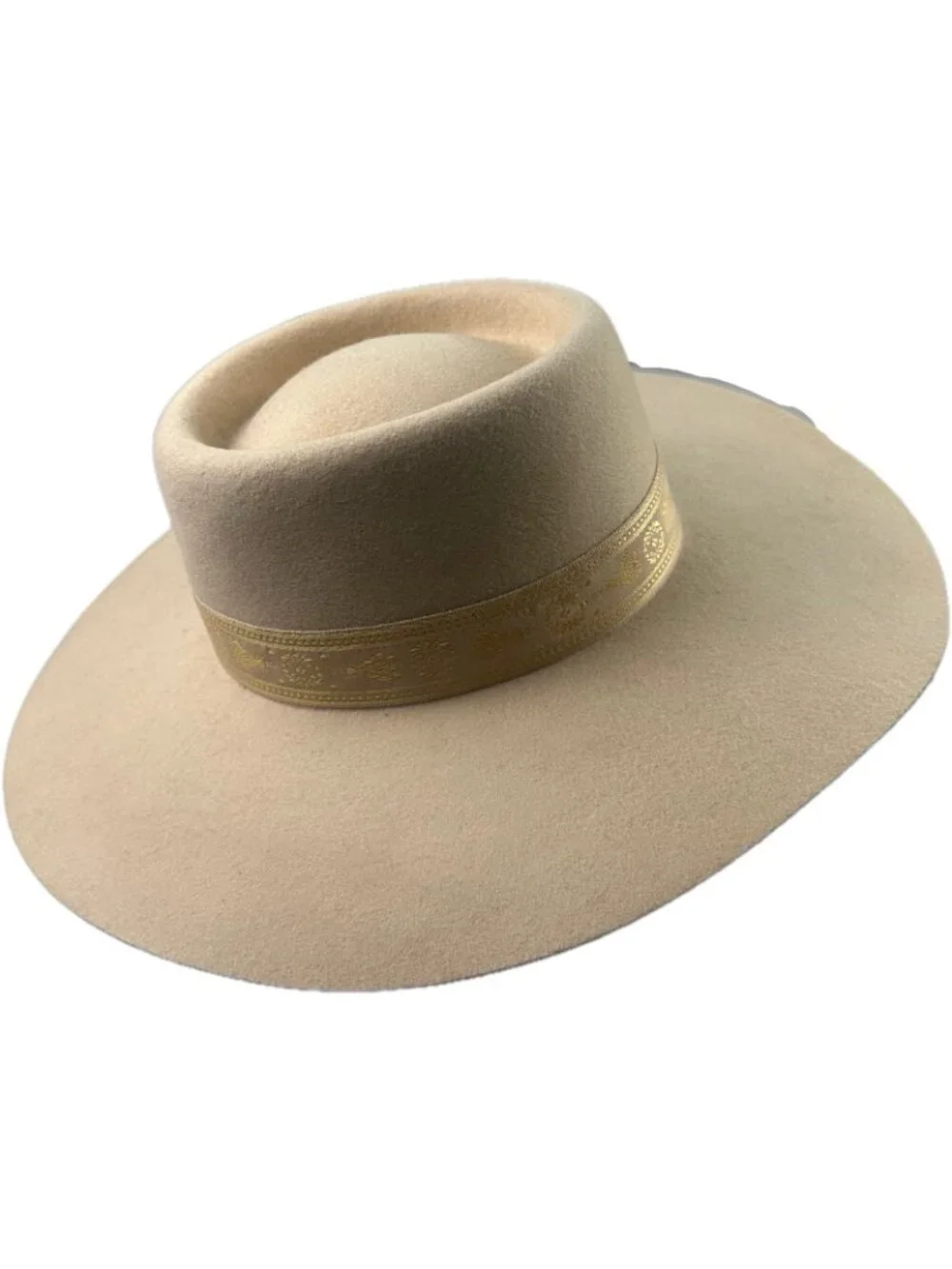Lack of Color Womens Sierra Boater Hat Wool Wide Brimmed Beige Cowgirl M 7 1/8